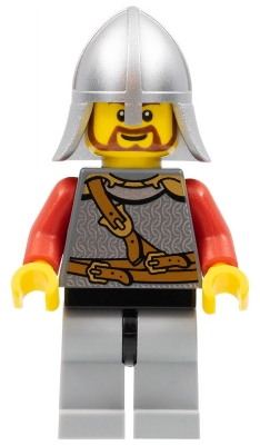 Kingdoms - Lion Knight Scale Mail with Chest Strap and Belt, Helmet with Neck Protector, Brown Beard Rounded