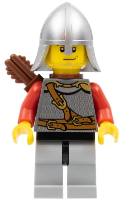 Kingdoms - Lion Knight Scale Mail with Chest Strap and Belt, Helmet with Neck Protector, Quiver, Smirk and Stubble Beard