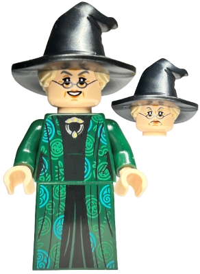 Professor Minerva McGonagall - Dark Green Robe over Black Dress, Hat with Hair