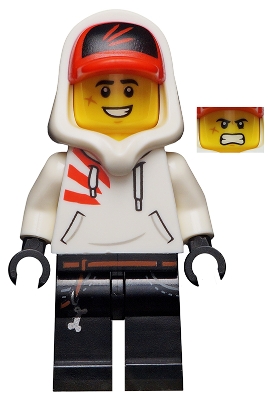 Jack Davids - White Hoodie with Cap and Hood (Large Smile with Teeth / Angry)