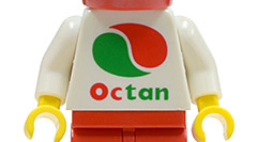 Octan - White Logo, Red Legs, Red Helmet, Trans-Light Blue Visor